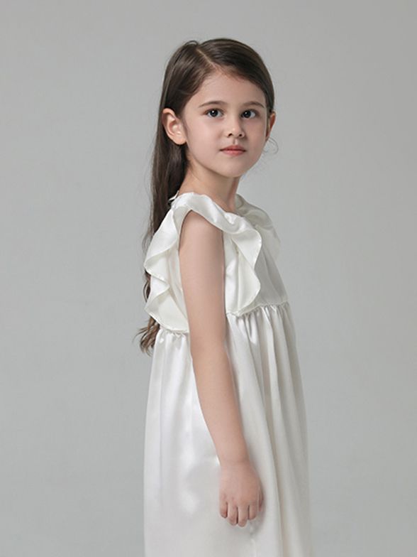 19 Momme Girls Nice Silk Nightgown With Ruffles